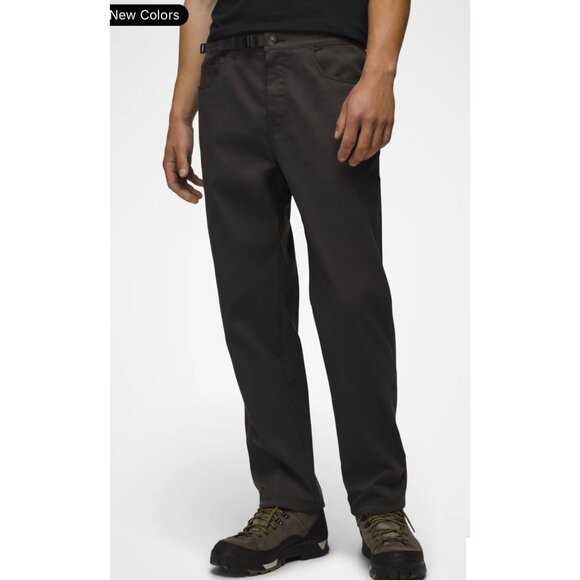 Prana Stretch Zion Top Out Pant Charcoal Gray Shadow Med/34 Standard Fit Belt - Picture 1 of 9